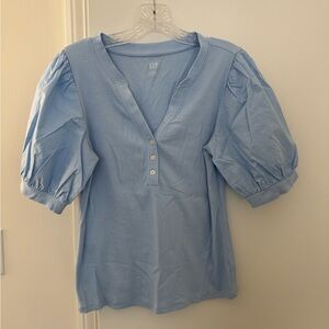 GAP Light Blue Puff Sleeve Blouse